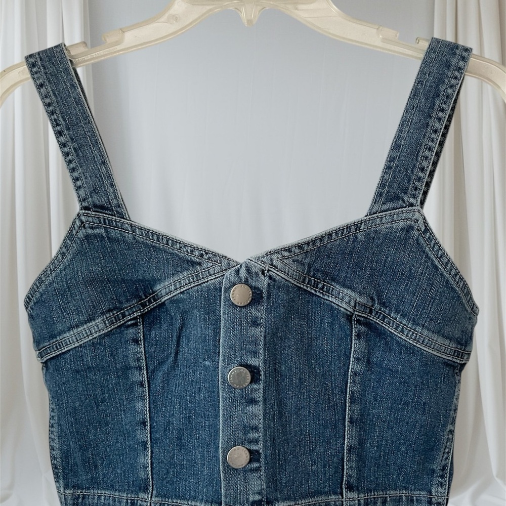 AG Adriano Goldschmied denim cropped front button tank, Sz M - Picture 14 of 16